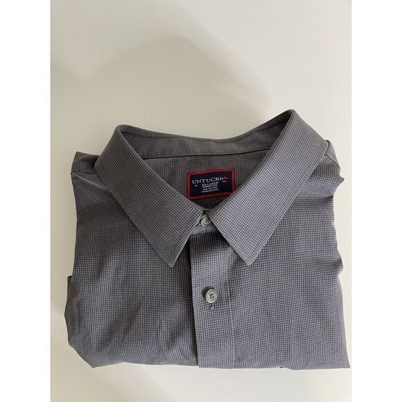 Untuckit Mens 2XL Wrinkle Free Long Sleeve Button Up Shirt Check XXL - Picture 14 of 15